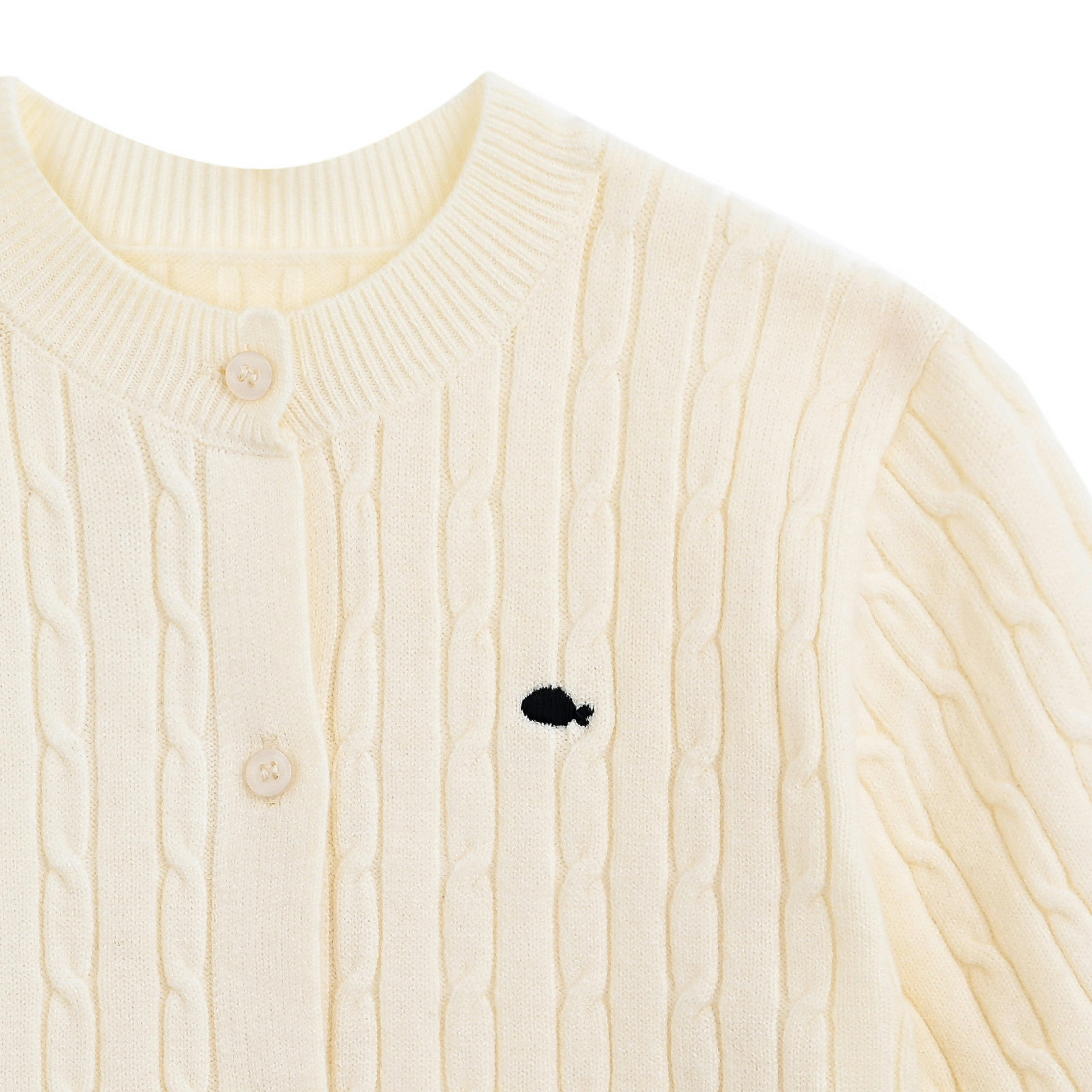 Beige Cable Knit Cardigan