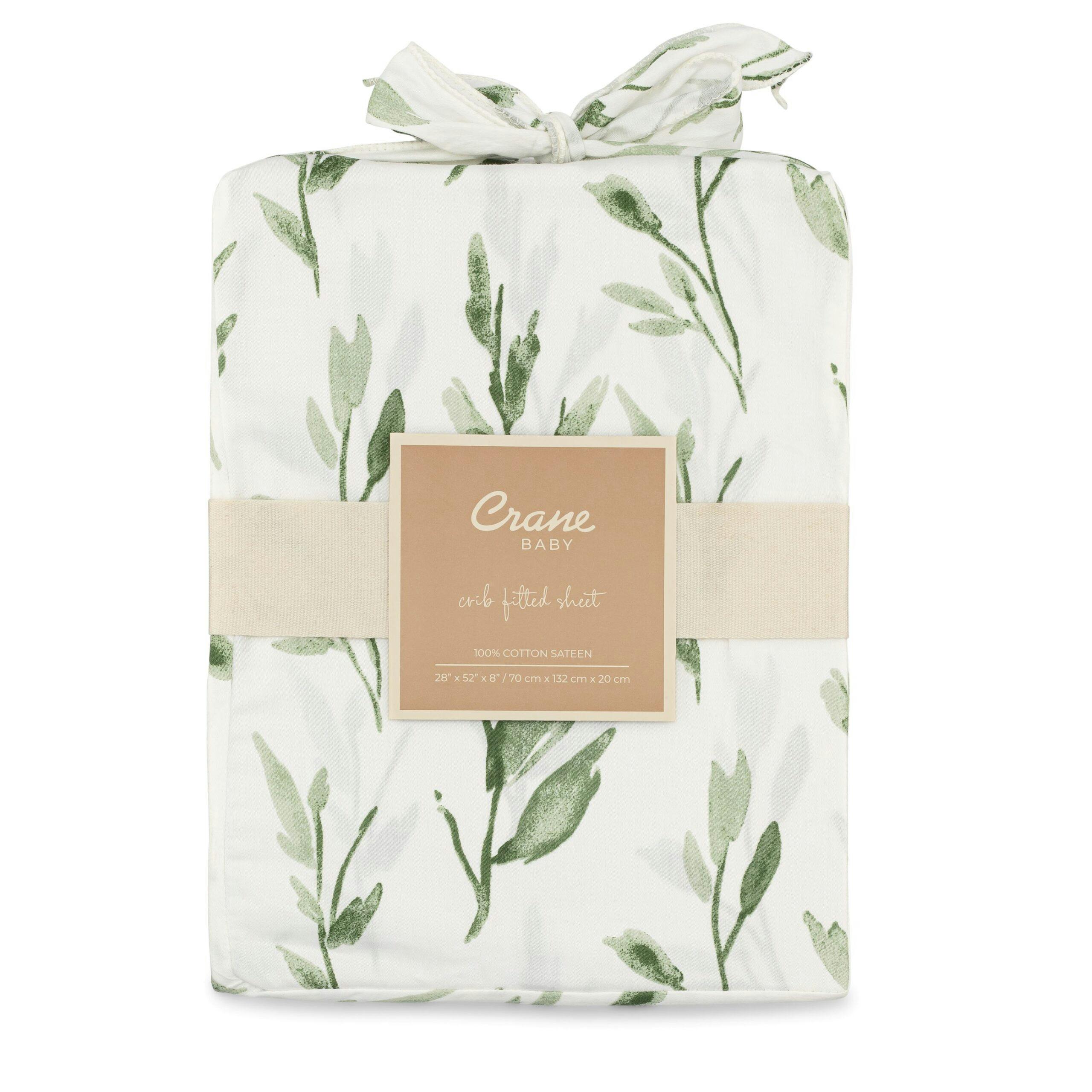 Parker Green Leaf Cotton Fitted Crib Sheet