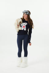 Tiegan Navy Puppy Graphic Graphic Sweater