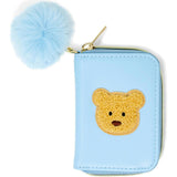 Teddy Pom Pom Zip Wallet