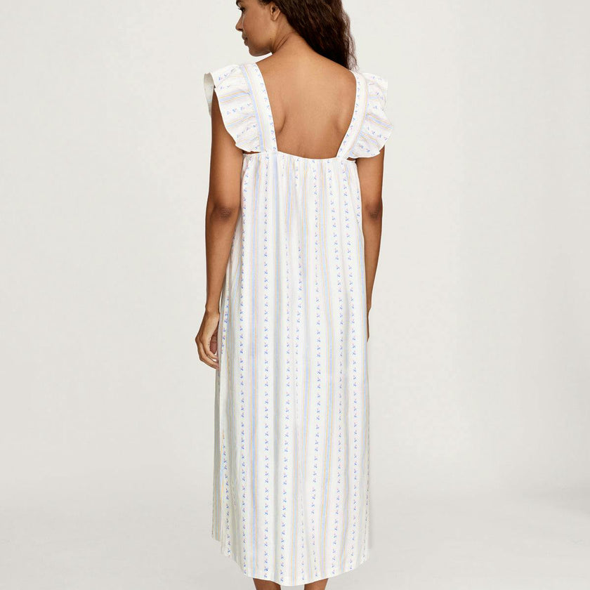 Women's Twill Clara Nightgown in Cottage Stripe