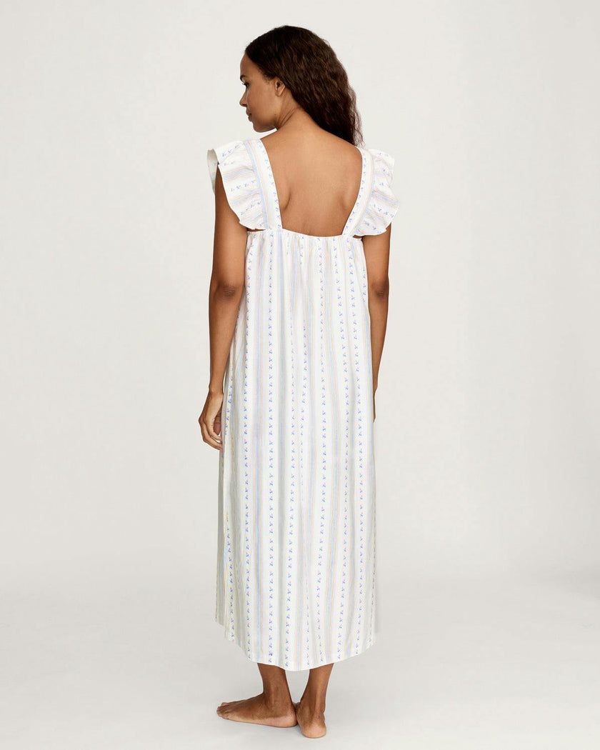 Women's Twill Clara Nightgown in Cottage Stripe