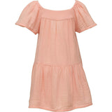 Peach Flutter Sleeve Beach Dress