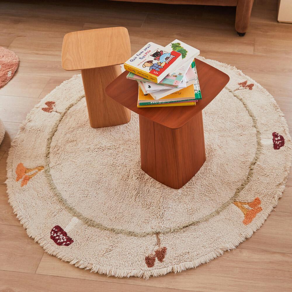 Chanterelle & Morel Mushrooms Round Washable Rug