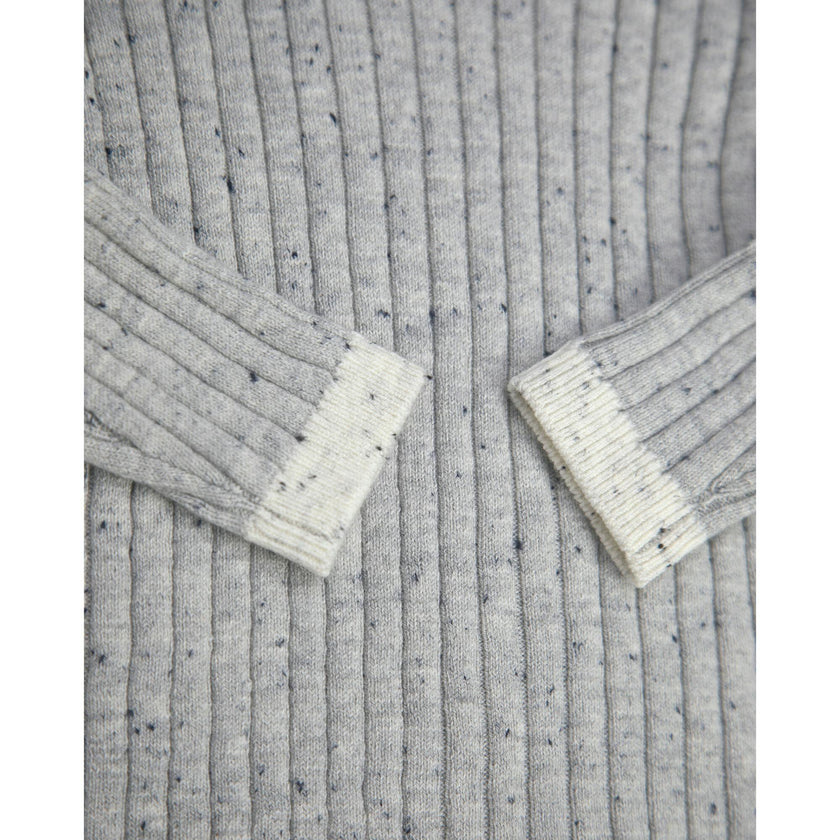 Ribbed Knit Long Sleeve Retro Top