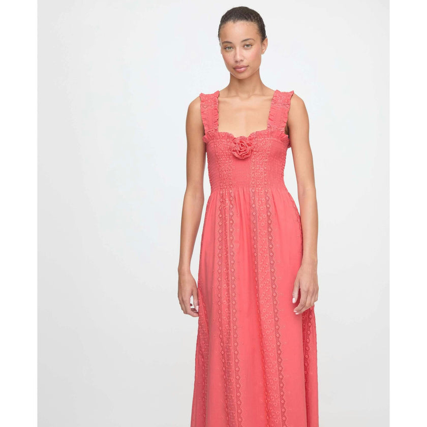 The Rosetta Nap Dress - Coral Voile Broderie