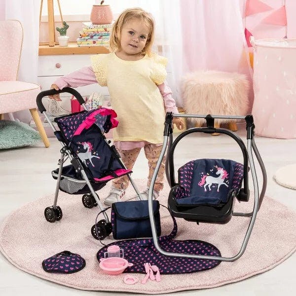 Bayer Design Dolls: 11 Piece Stroller Set - Navy