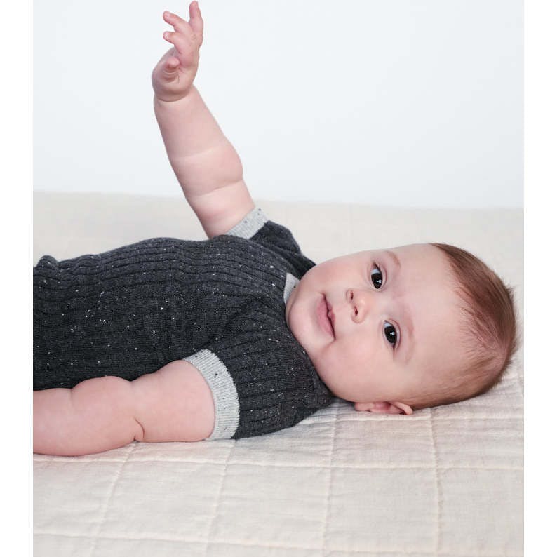 Baby Boys Hug Me Ribbed Contrast Trim Short Sleeve Top
