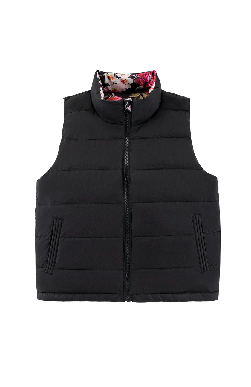Casey Reversible Lightweight Down Puffer Vest, Garden Floral