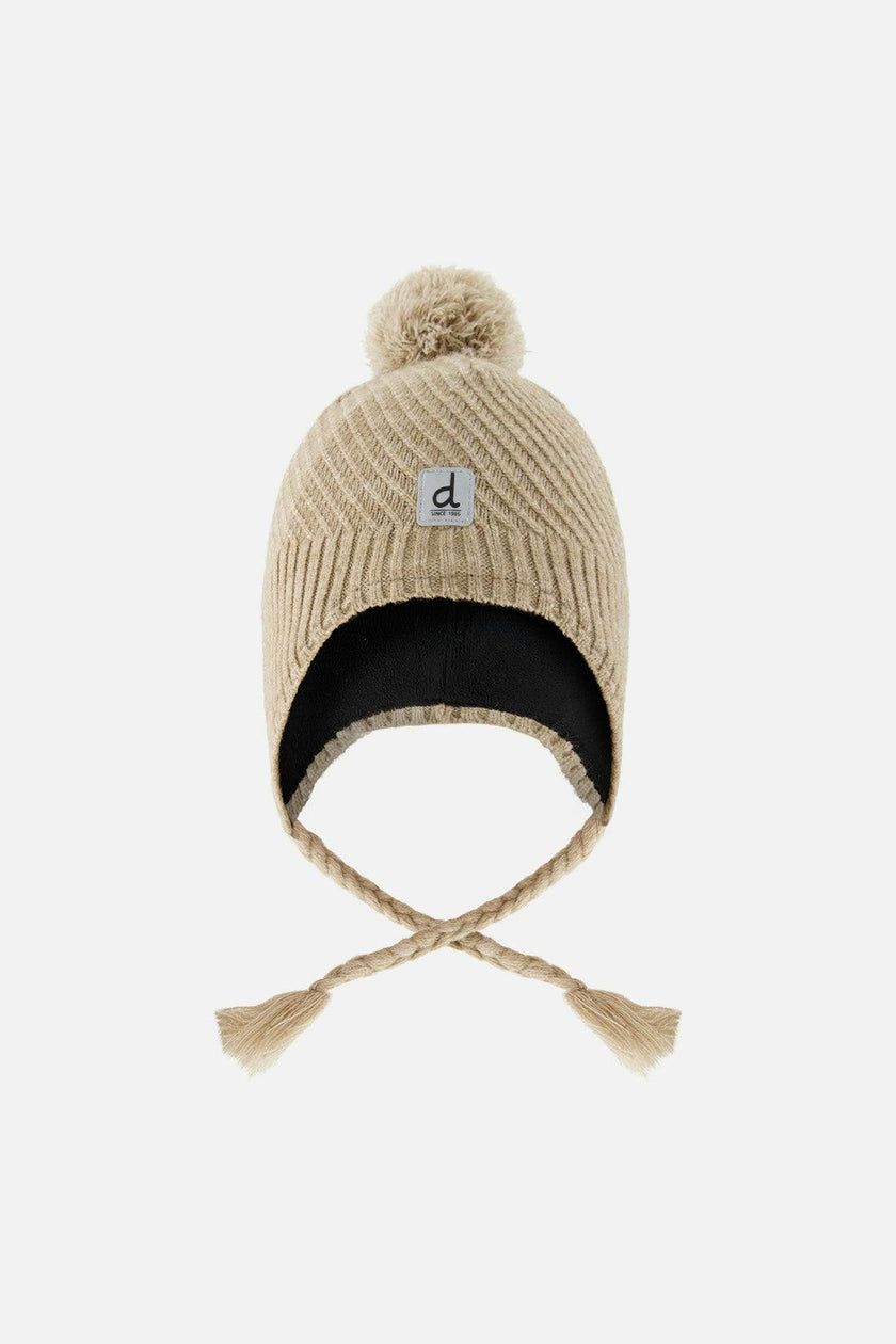 Winter Peruvian Knit Hat with Pompom Taupe