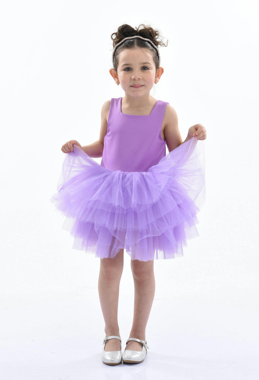 Purple Iris Solid Tutu Dress