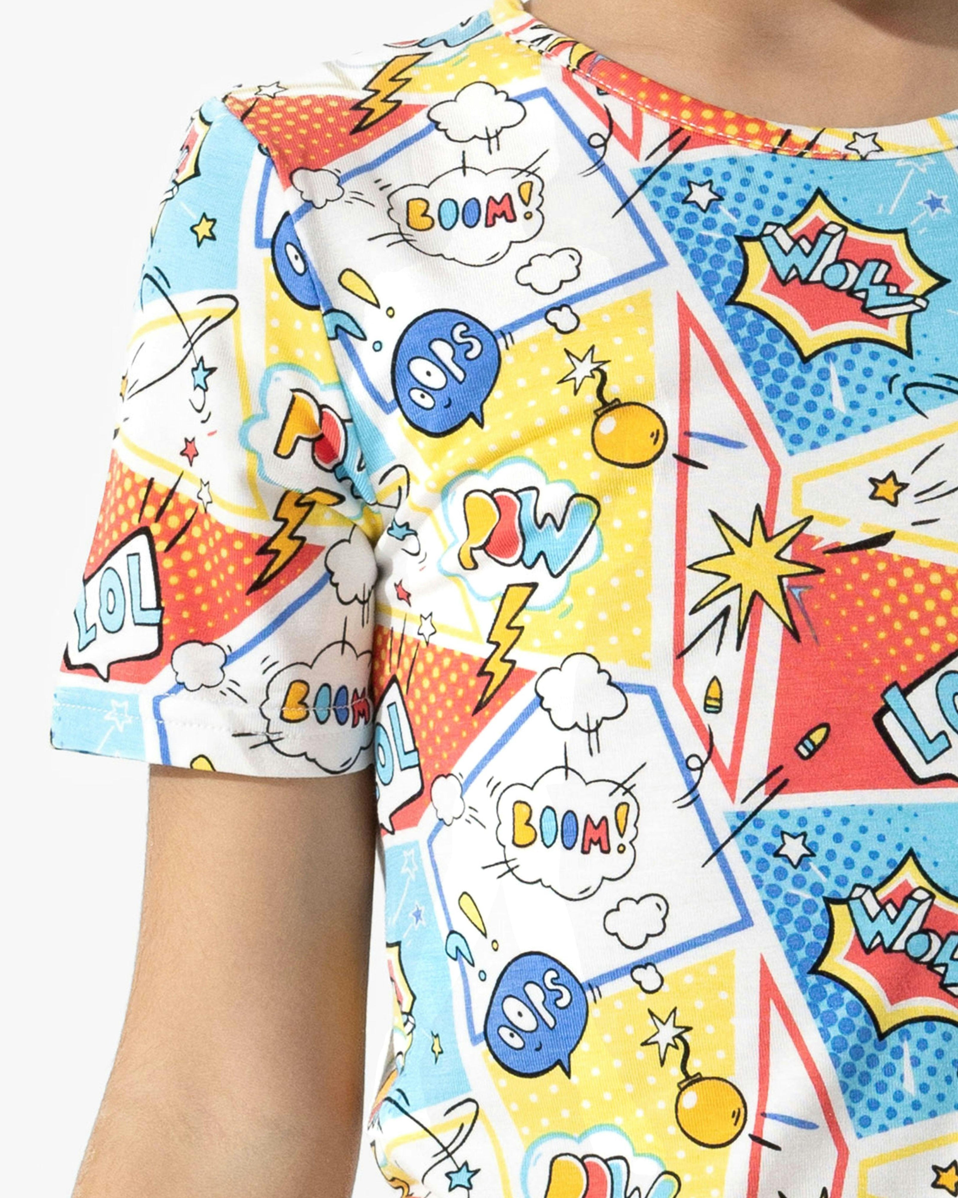 Comic Hero Bamboo Kids Pajama Short Set