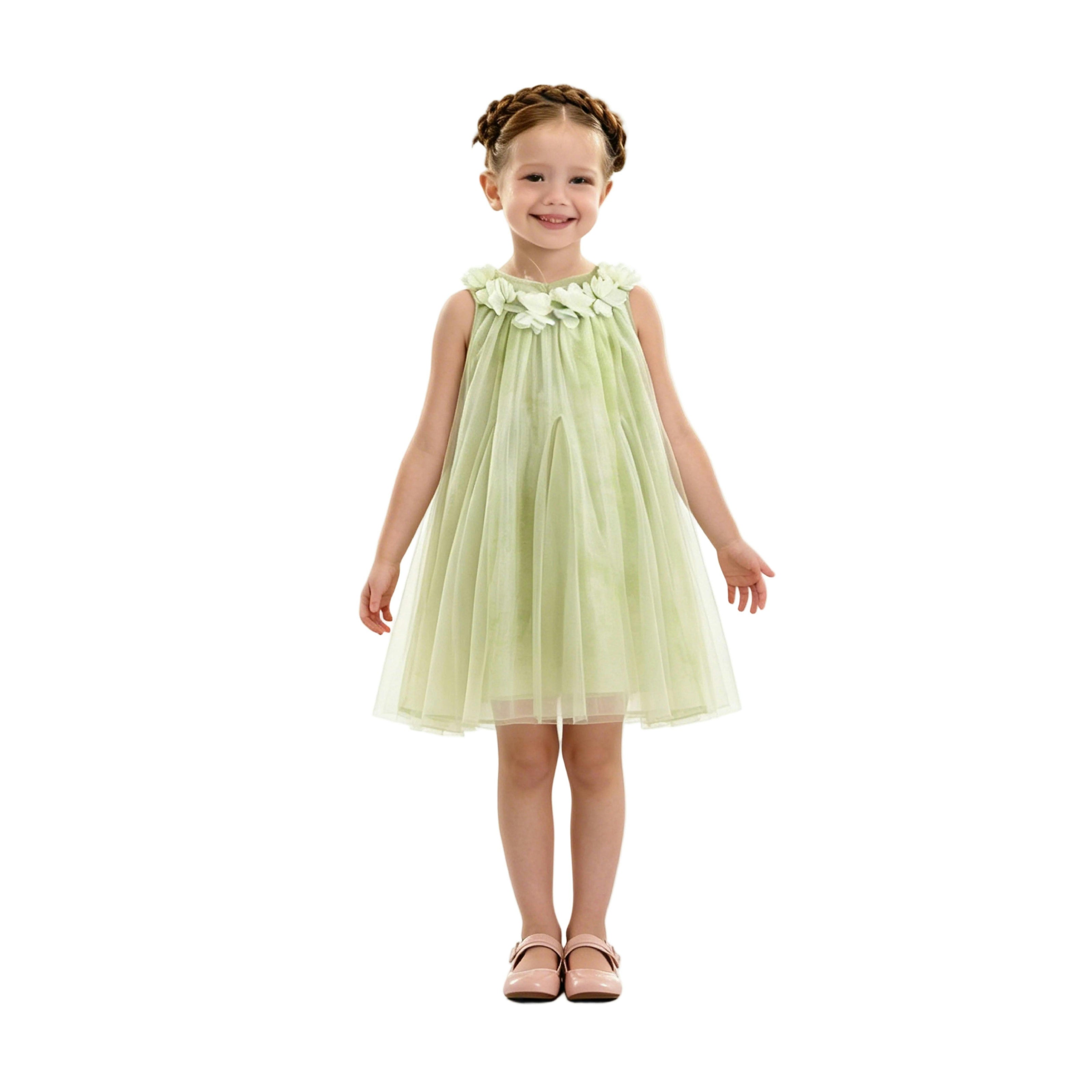 Green Solavie Floral Layered Dress