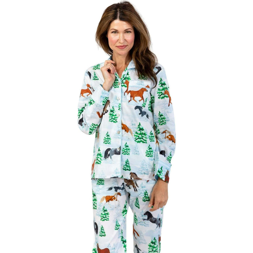 Women's Skydog Wild & Free Long PJ Set - Organic Cotton Poplin