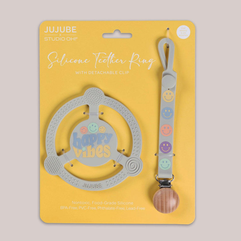 JuJuBe × Studio Oh! Silicone Teether Ring With Detachable Clip