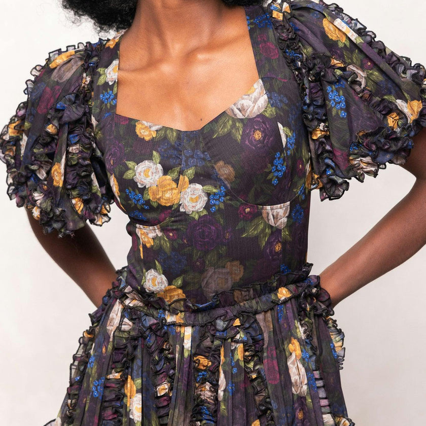 purple snow floral dress Layla Dress in Winter Floral 22W