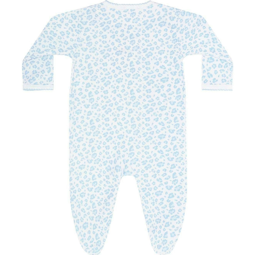 Blue Cheetah Print Crossover Footie