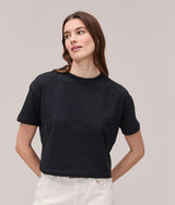 Womens Vintage Jersey Oversized Crop - Recycled Cotton Jersey - Black