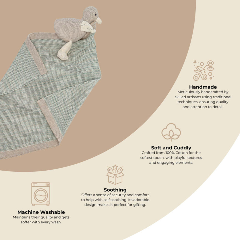Charlie Farmhouse Knitted Lovey  Blanket (Georgie the Goose)