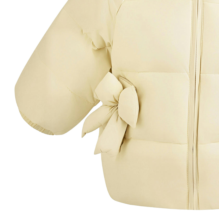 Yellow Bow Puffer Jacket