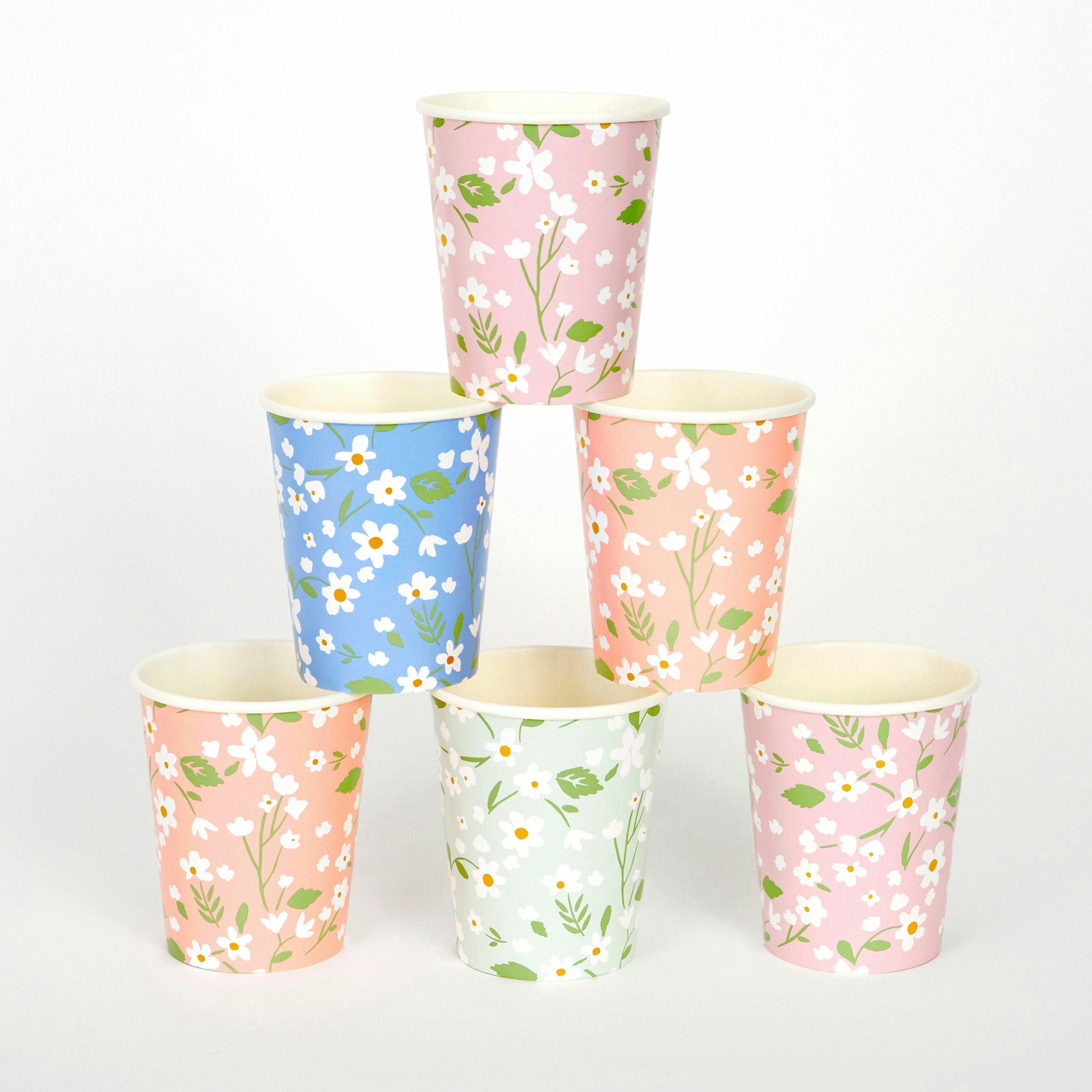 Set of 12 Ditsy Floral Cups