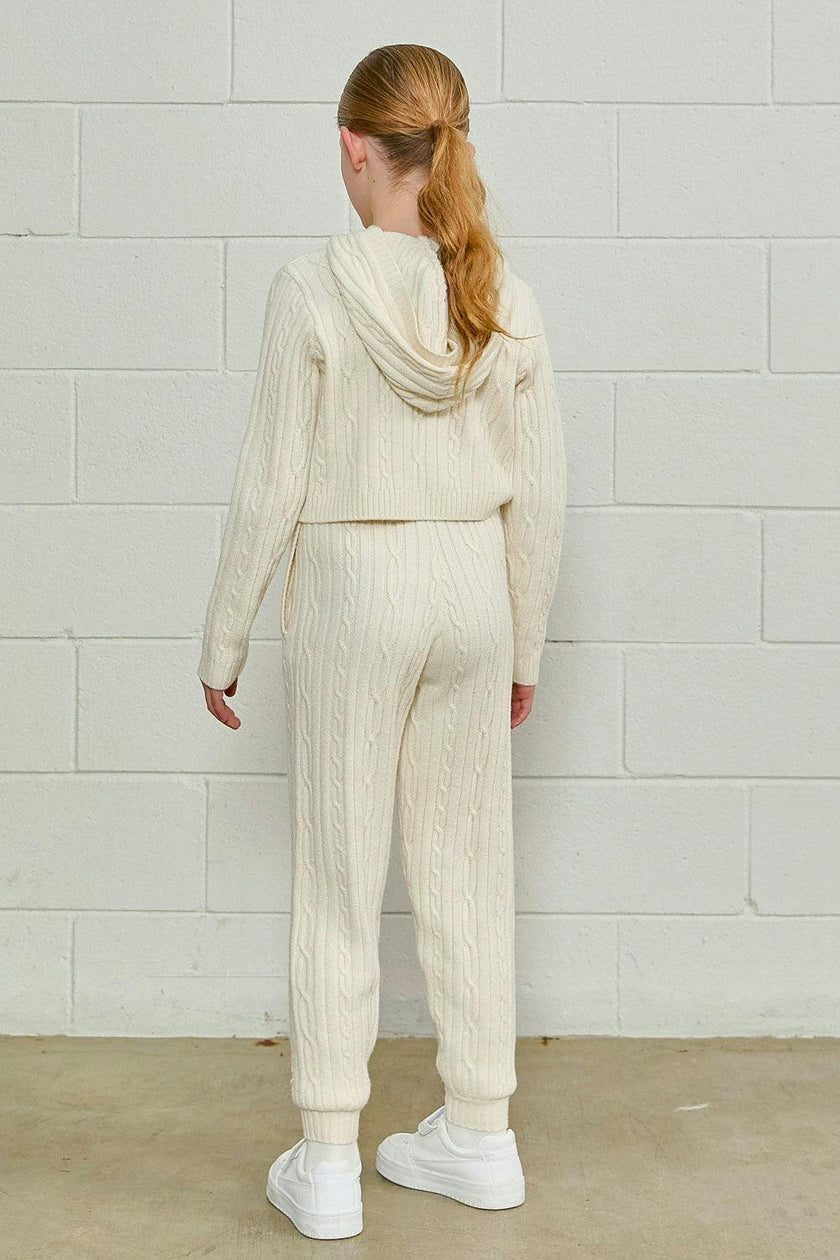 Cable Knit Cropped Hoodie