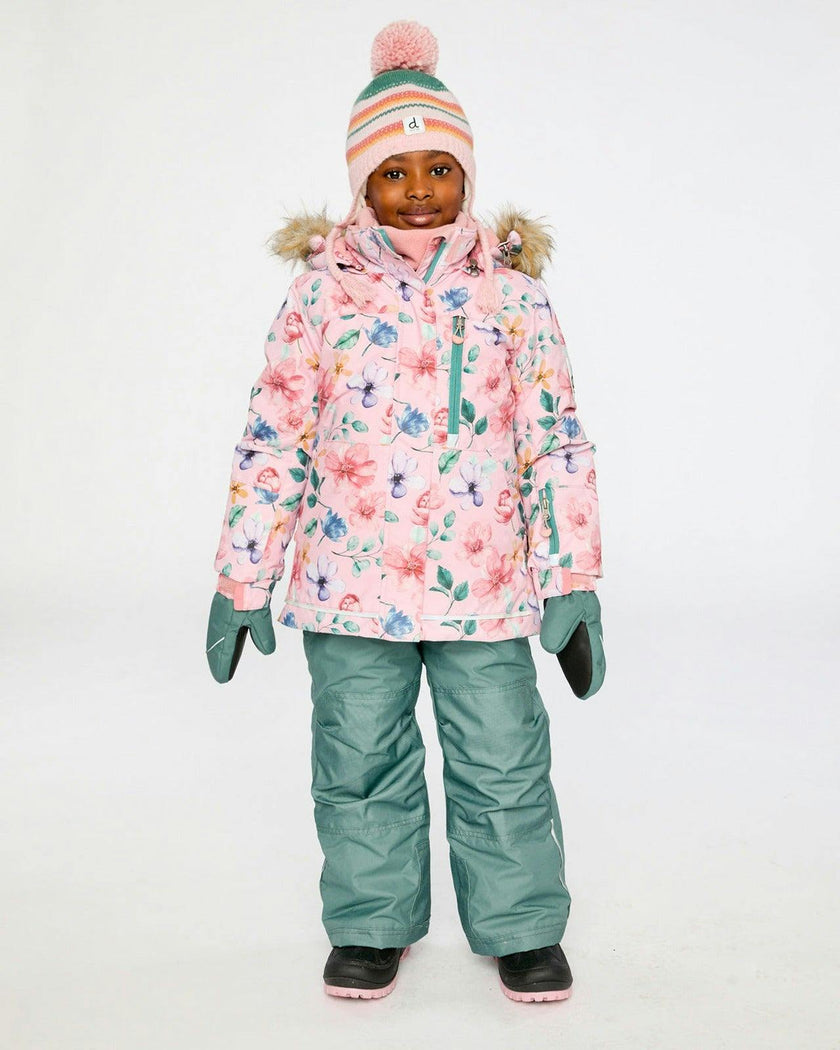 Two Piece Play Snowsuit Pink Vintage Floral Print