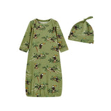 Cotton Stretch Newborn Gown & Hat Set
