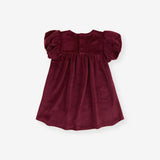 Cranberry Velour Bow Babydoll Dress