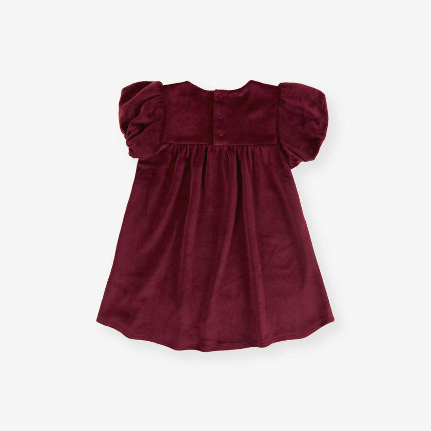 Cranberry Velour Bow Babydoll Dress