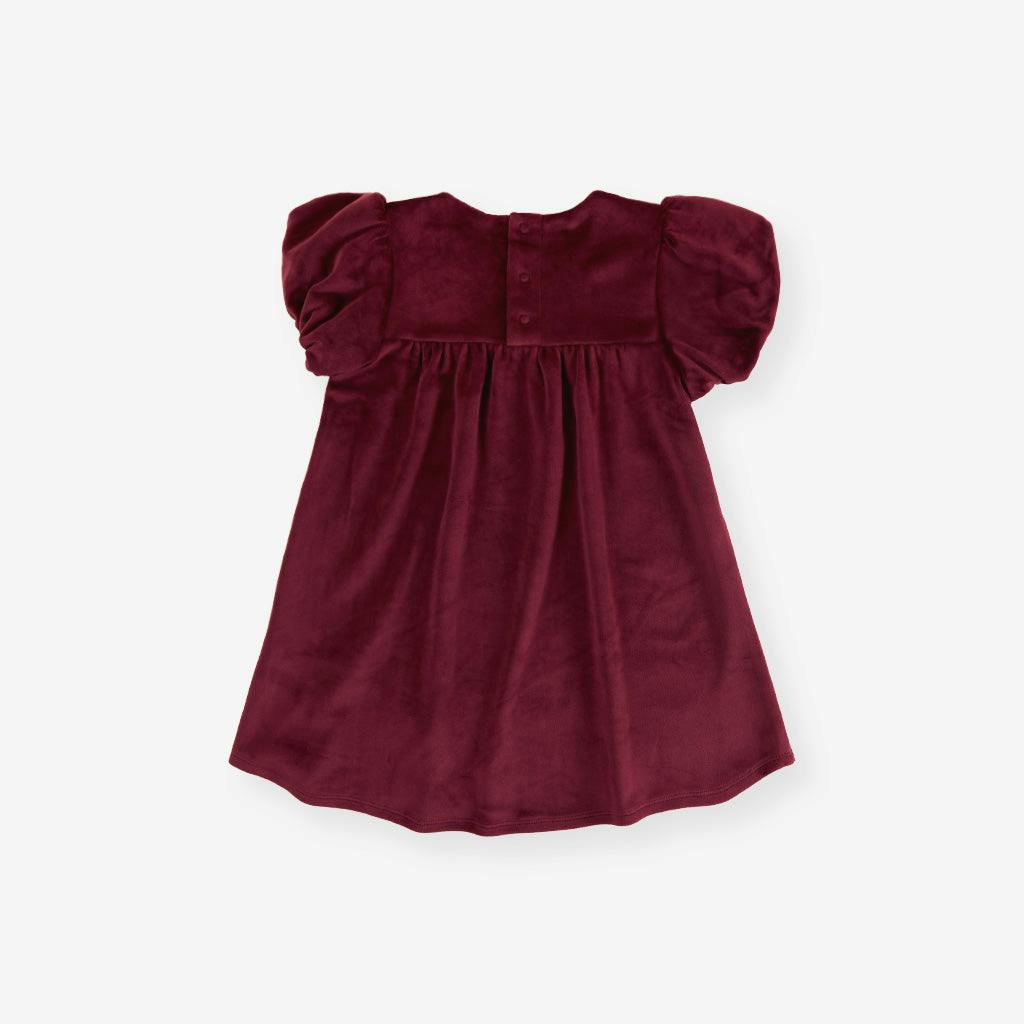 Cranberry Velour Bow Babydoll Dress