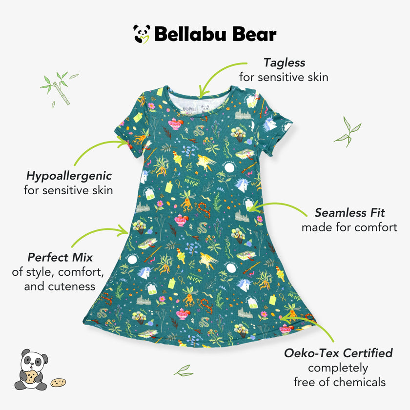 Mandrakes Potions & Herbs Bamboo Girls' Short Sleeve Dress