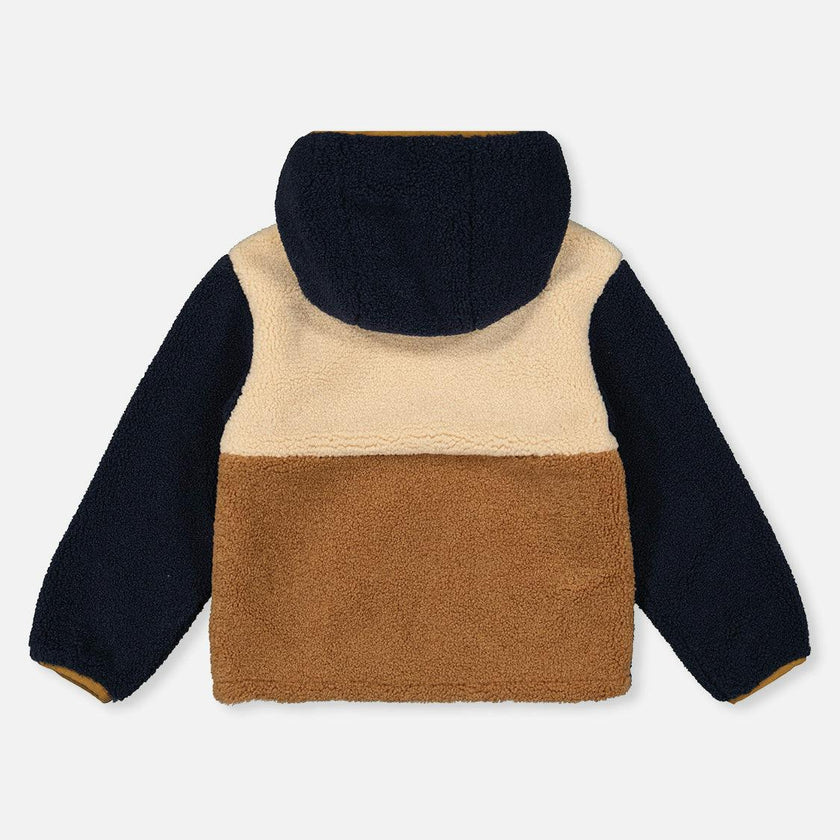 Baby Reversible Mid-Season Jacket Dark Blue, Beige and Brown
