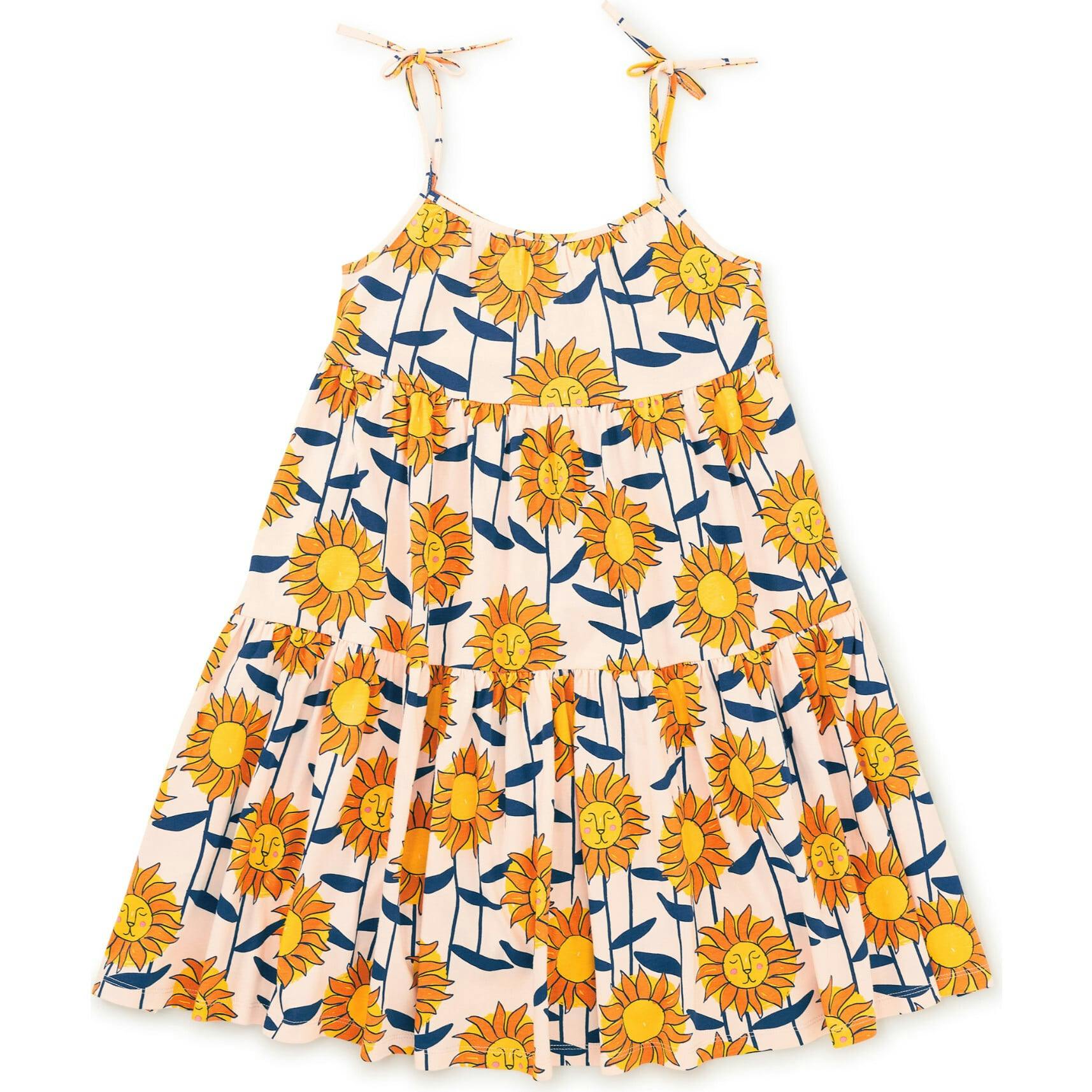 Tie Shoulder Tiered Dress, Multi