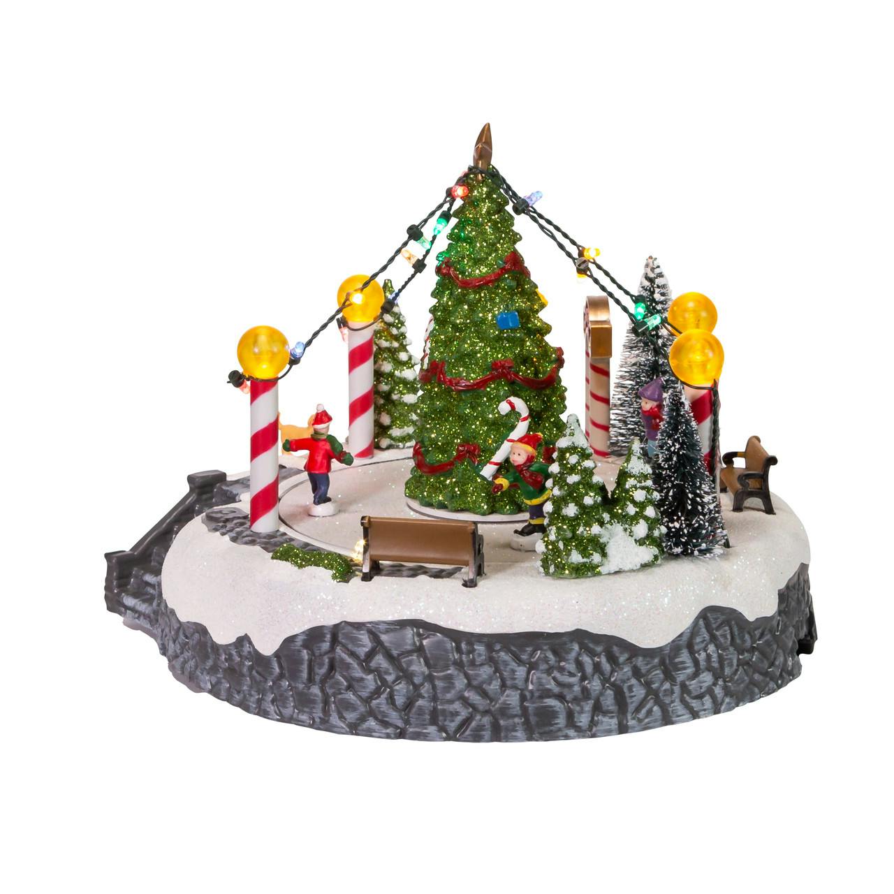 Kurt Adler 7-Inch Battery-Operated Musical LED Ice Rink with Tree Table Piece