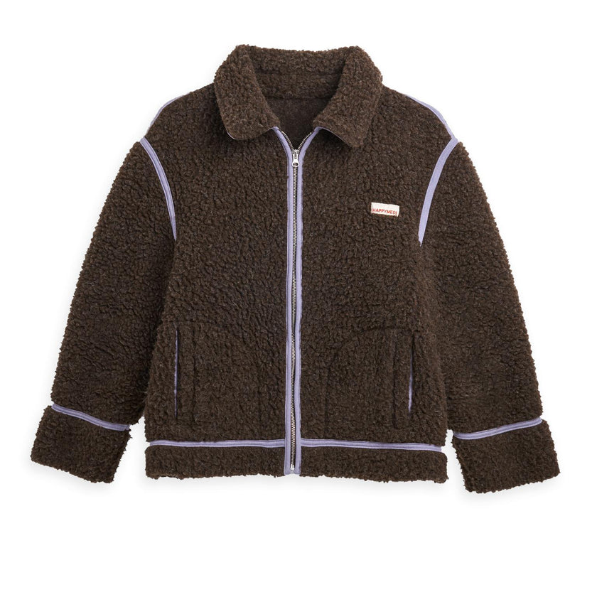 adult merino wool jacket - chocolate brown