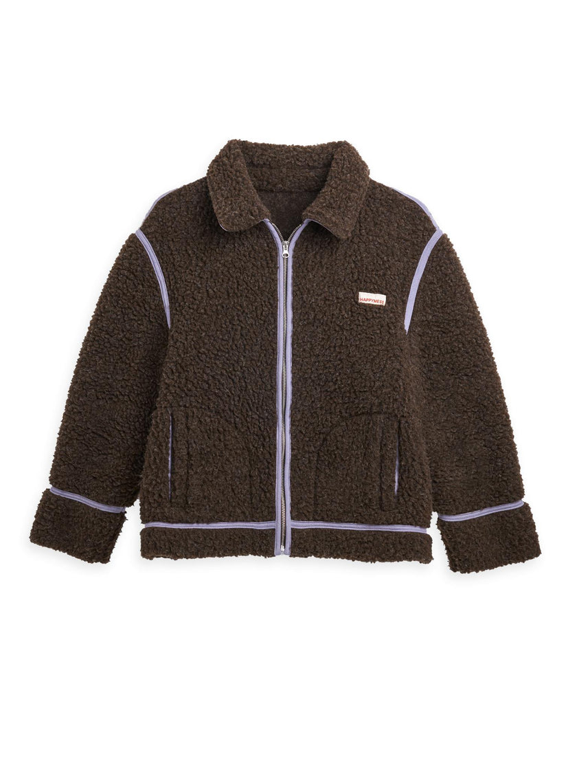 adult merino wool jacket - chocolate brown