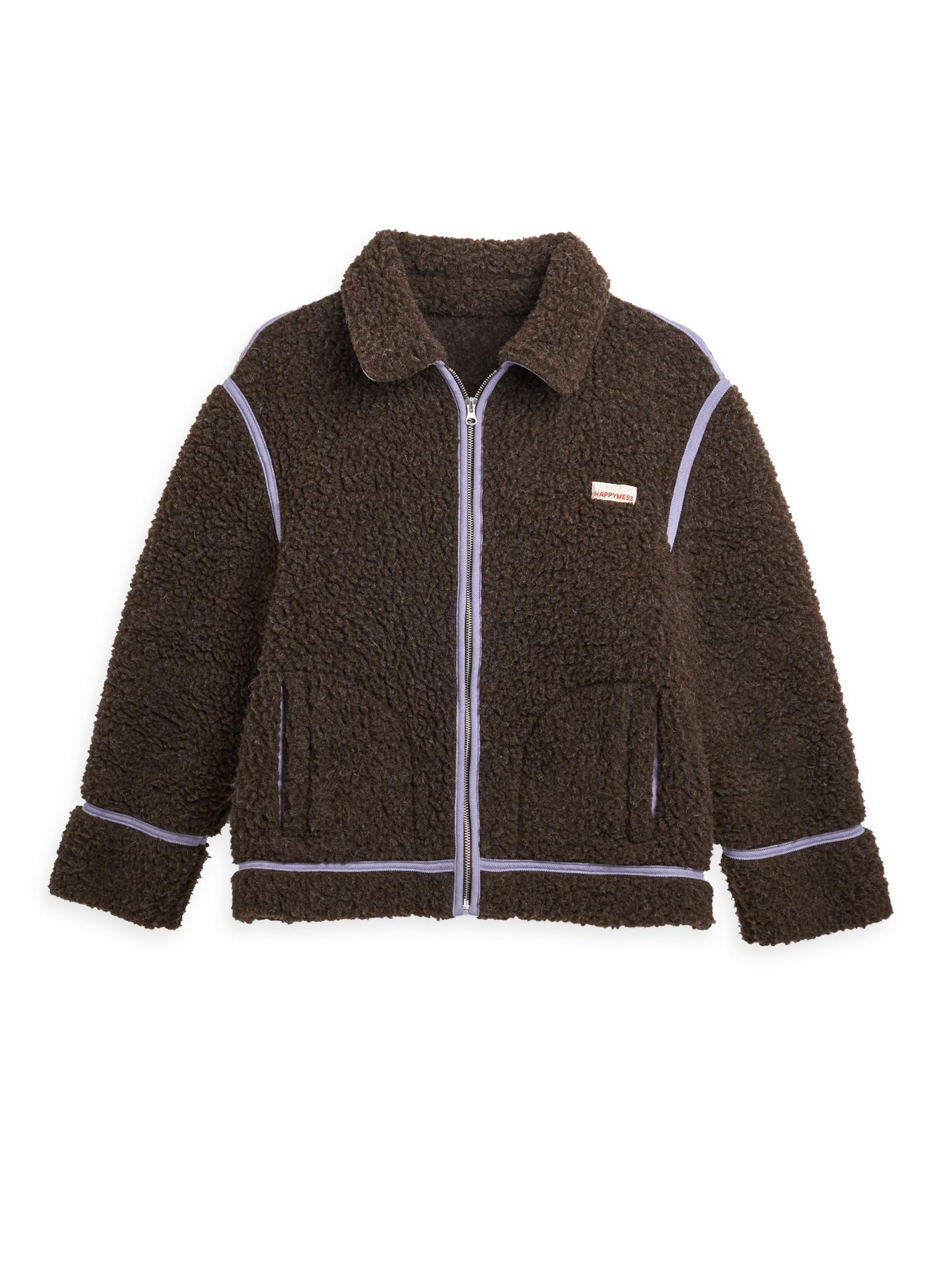 adult merino wool jacket - chocolate brown