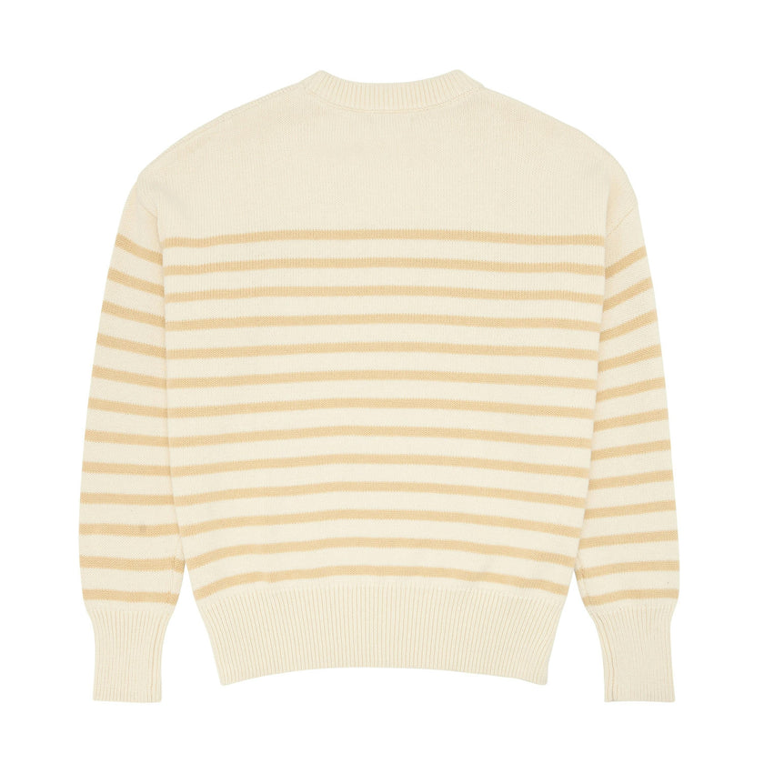 Women's Knit Sweater Cream And Tan Stripe