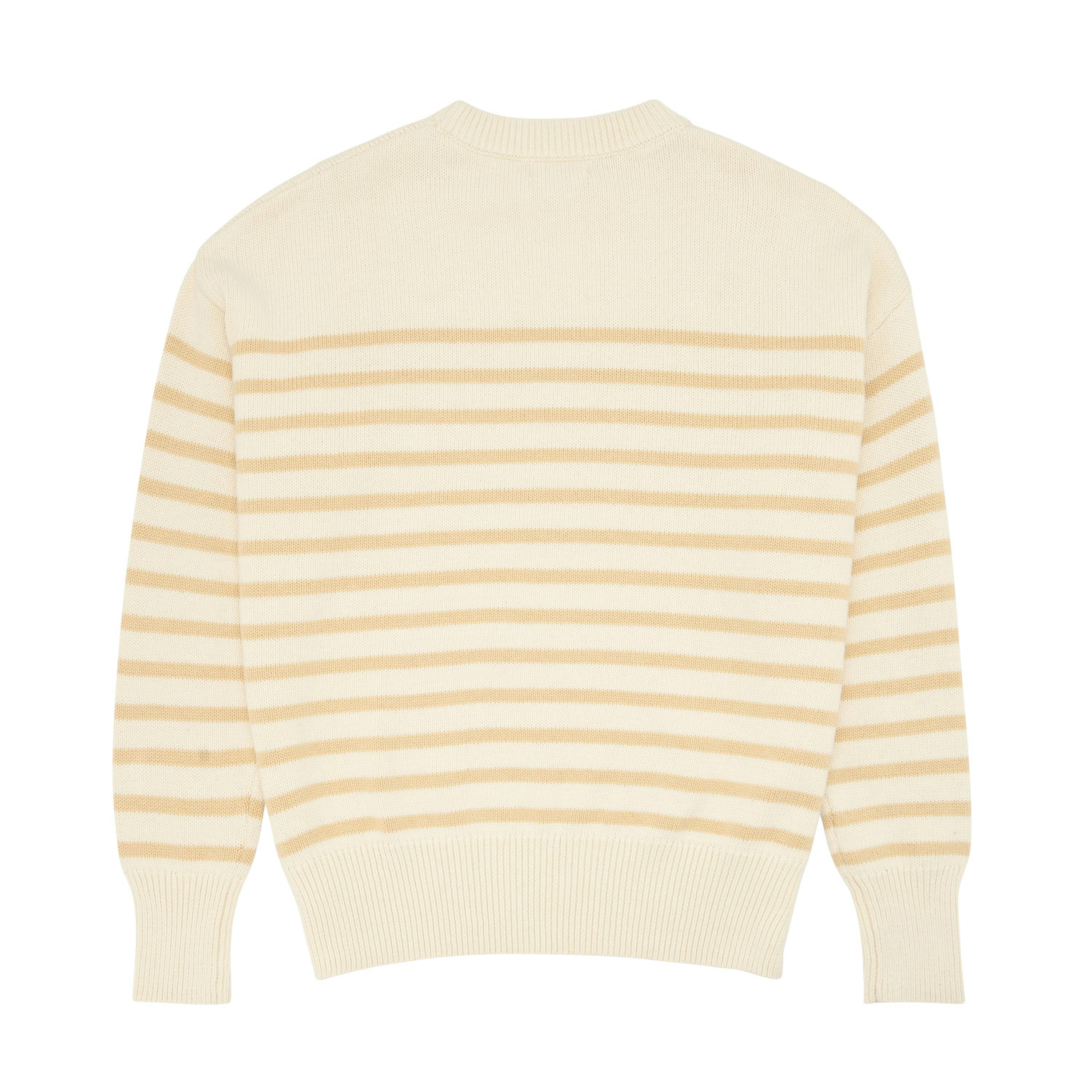 Women's Knit Sweater Cream And Tan Stripe