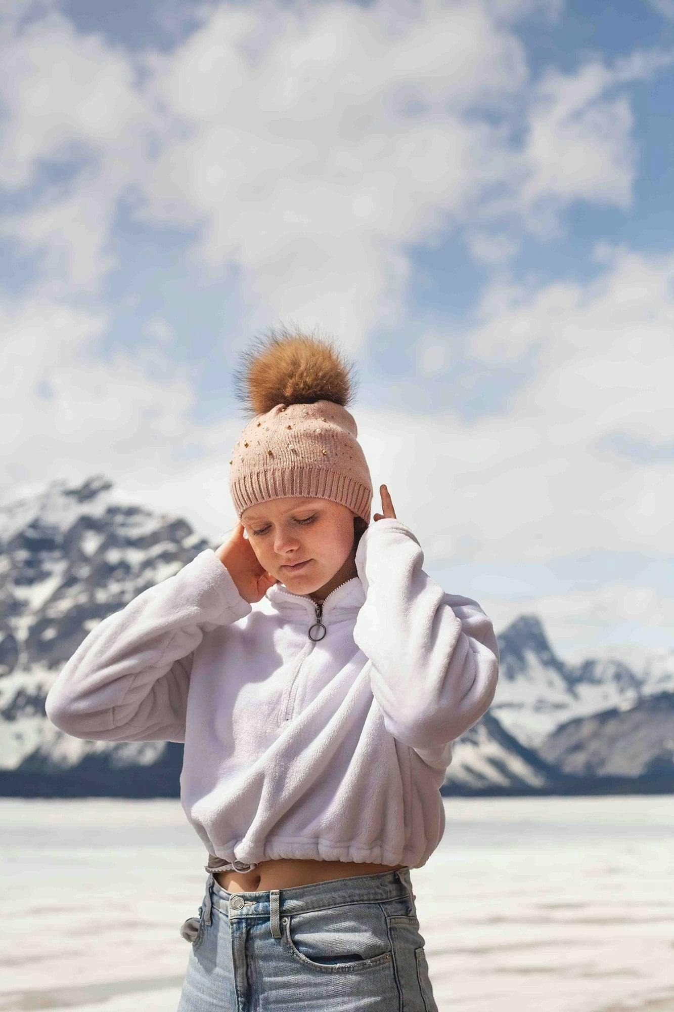 Pearl Studded Wool Hat (Snap On Pom Sold Separately)