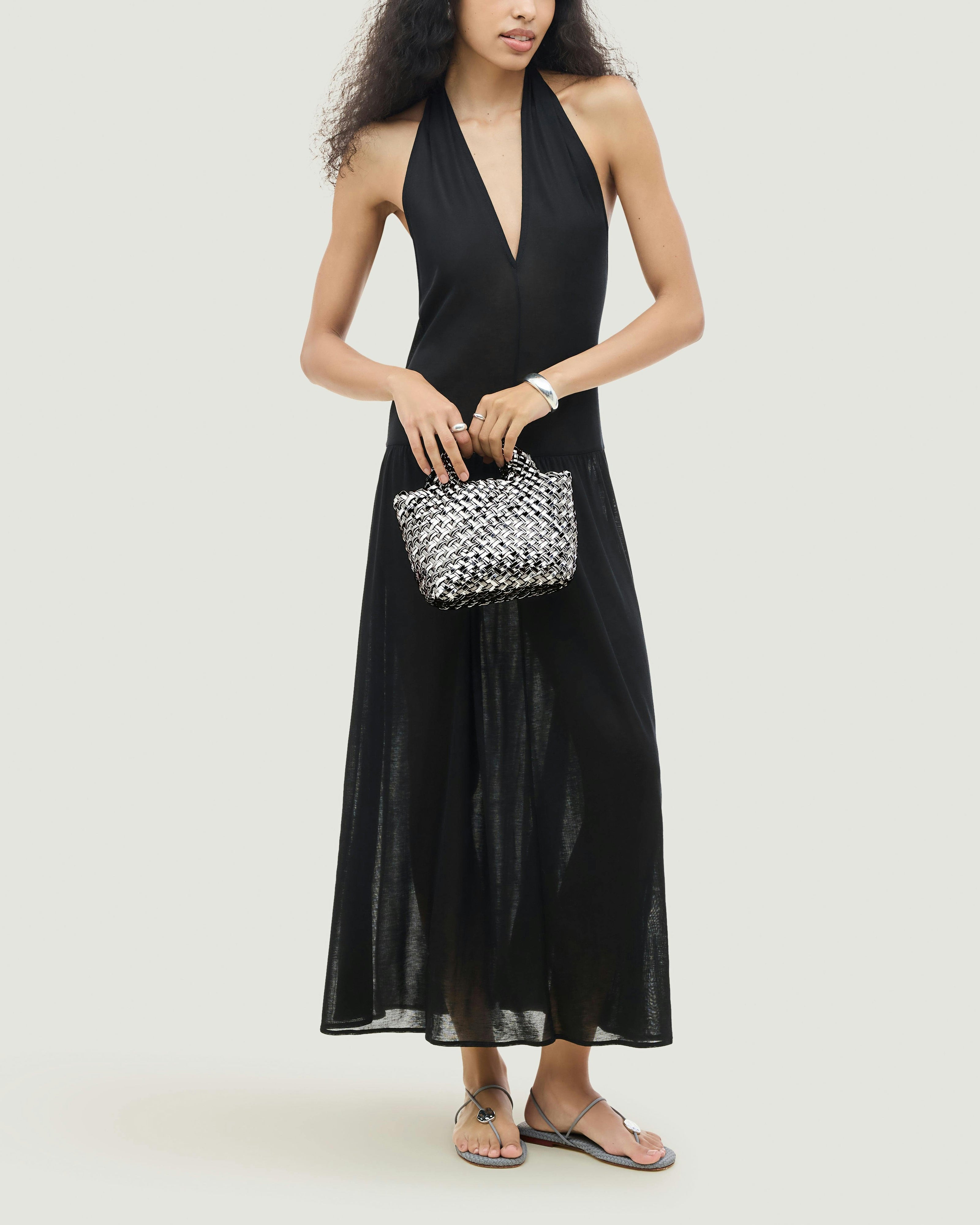 St. Barths Petit Tote Double Weave Metallic | Pewter