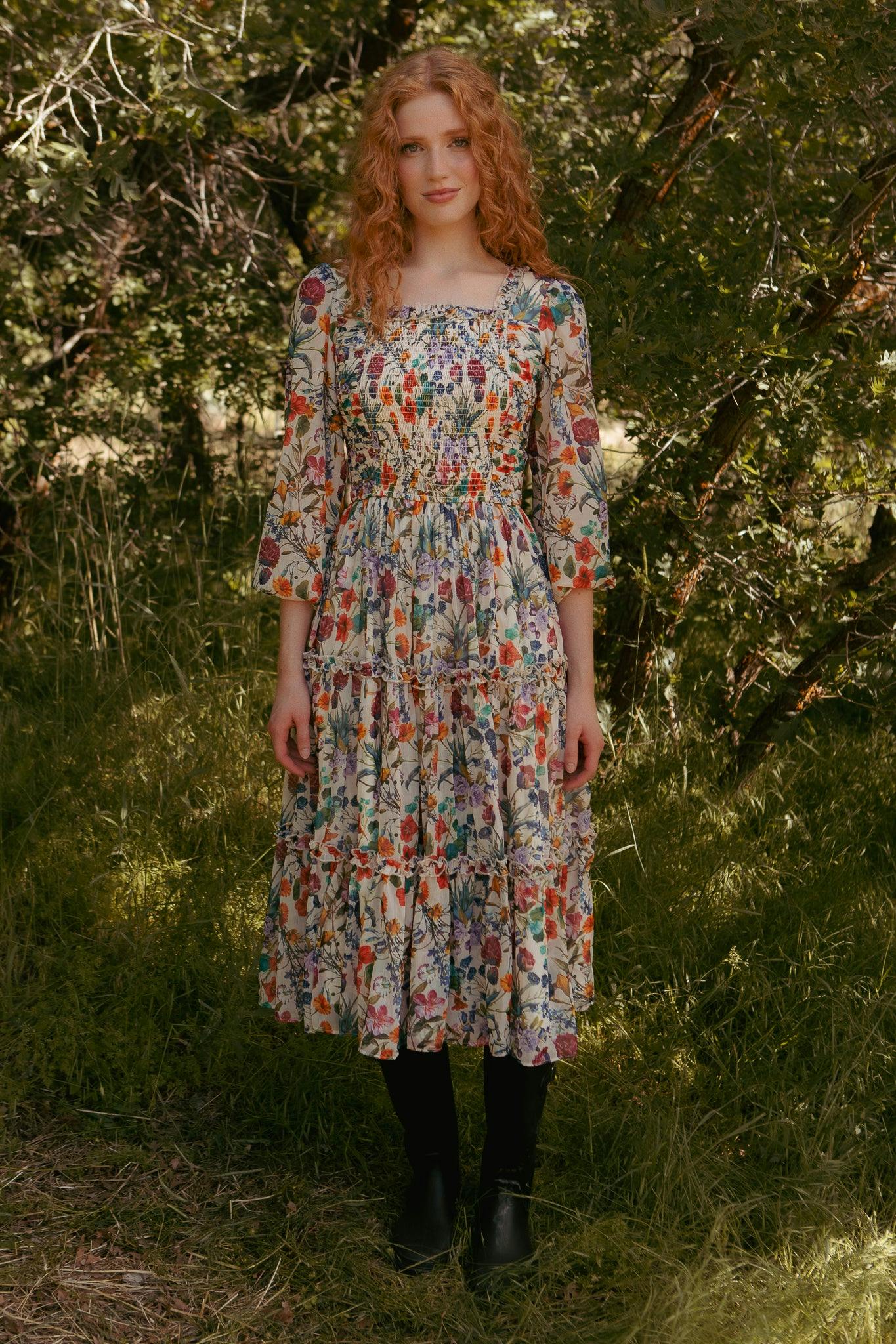 Selena Dress in Watercolor Floral