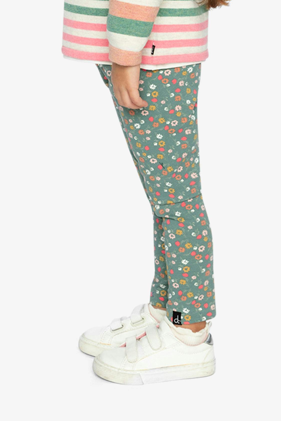 Organic Cotton Leggings Green Floral Print
