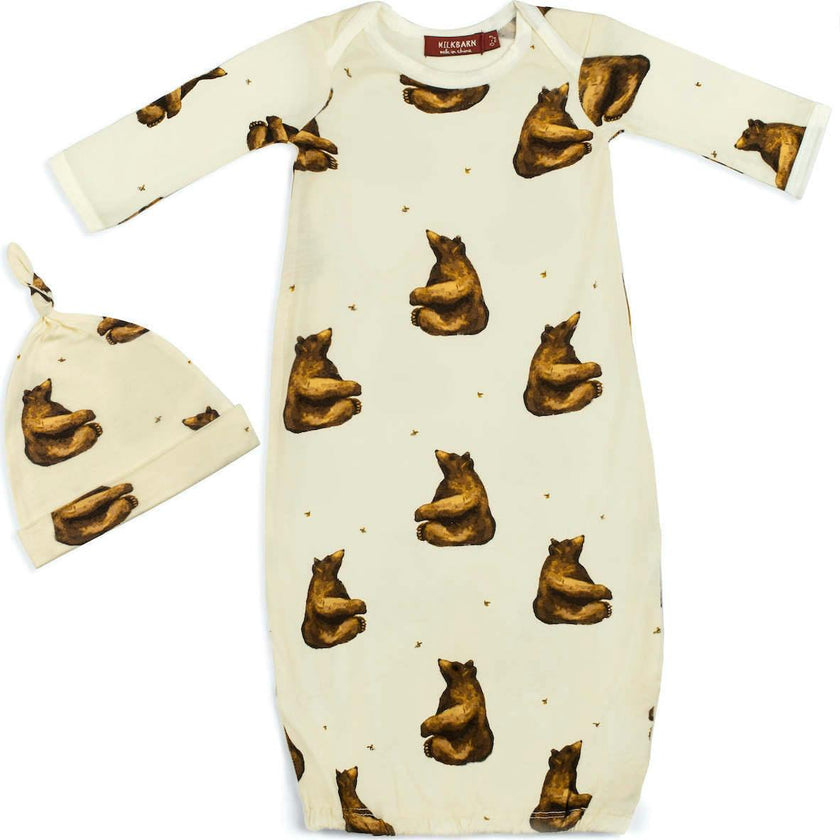 Honey Bamboo Newborn Gown & Hat Set