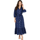 Juliette Women's shirtdress Indigo Blue Ikat, Blue
