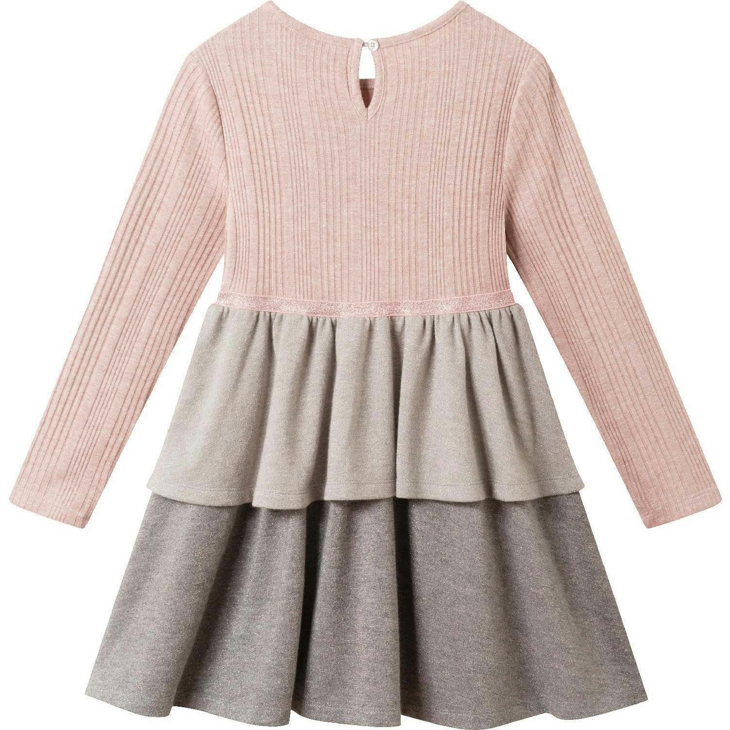 Kids Color Blocked Lurex Knit Tiered Dress