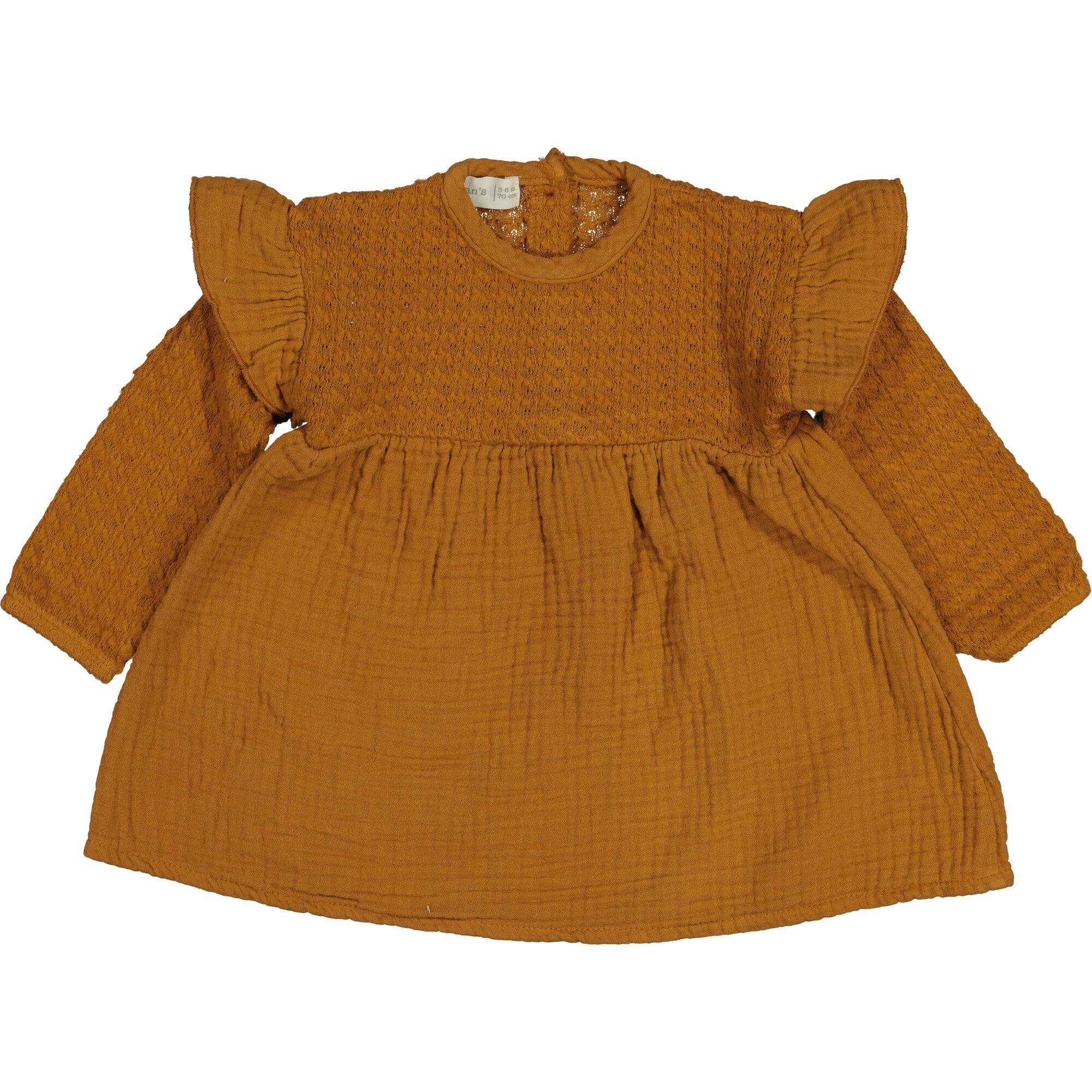 Jacquard Dress with Ruffle Shoulder