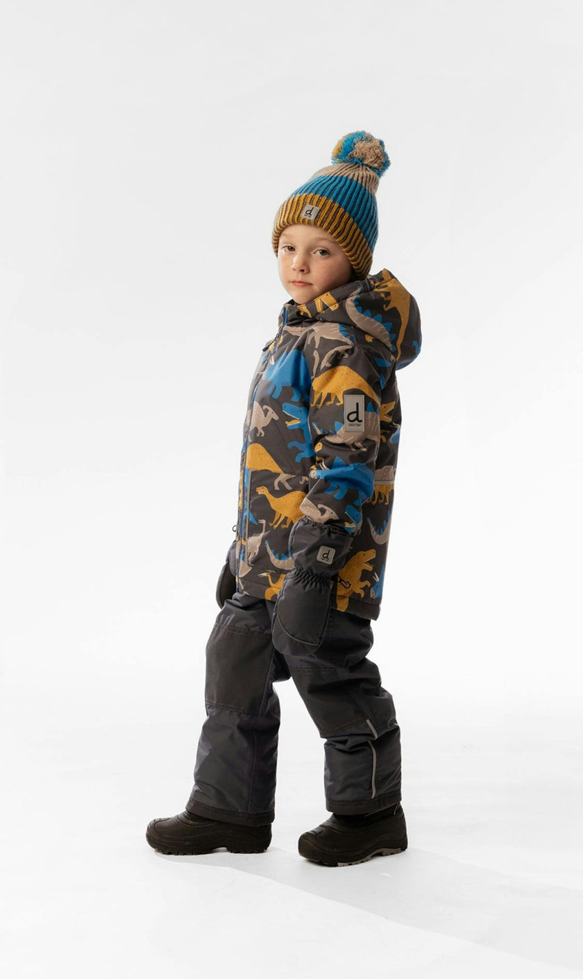 Light Weight Two Piece Chill Snowsuit Grey And Blue Dinosaur Print