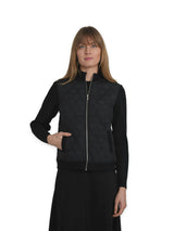 Quilted Bomber With Knit Sleeves